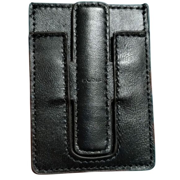 LODIS Adhesive‎ Tech Card Case Phone Stand Black Leather RFID Protection (2) New - Picture 1 of 11